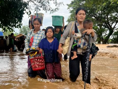 म्यानमार भीषण आँधीपछि आएको बाढीमा ३३ जनाको मृत्यु, ३० हजार बेघरबार